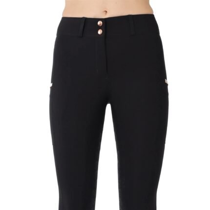 Montar REBEL Rosegold Logo & Pipe Knee Grip Mid Rise Breeches, Black