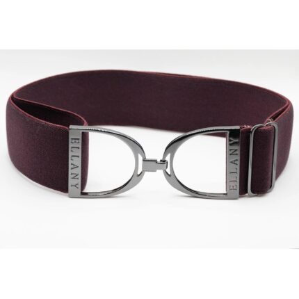 Ellany 2" Gunmetal Stirrup Elastic Belt, Bordeaux