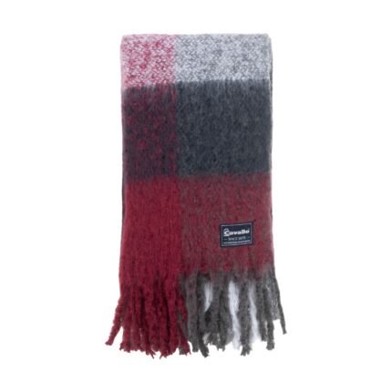 Cavallo GENESIS Ladies Fringed Scarf, Dark Blue / Red
